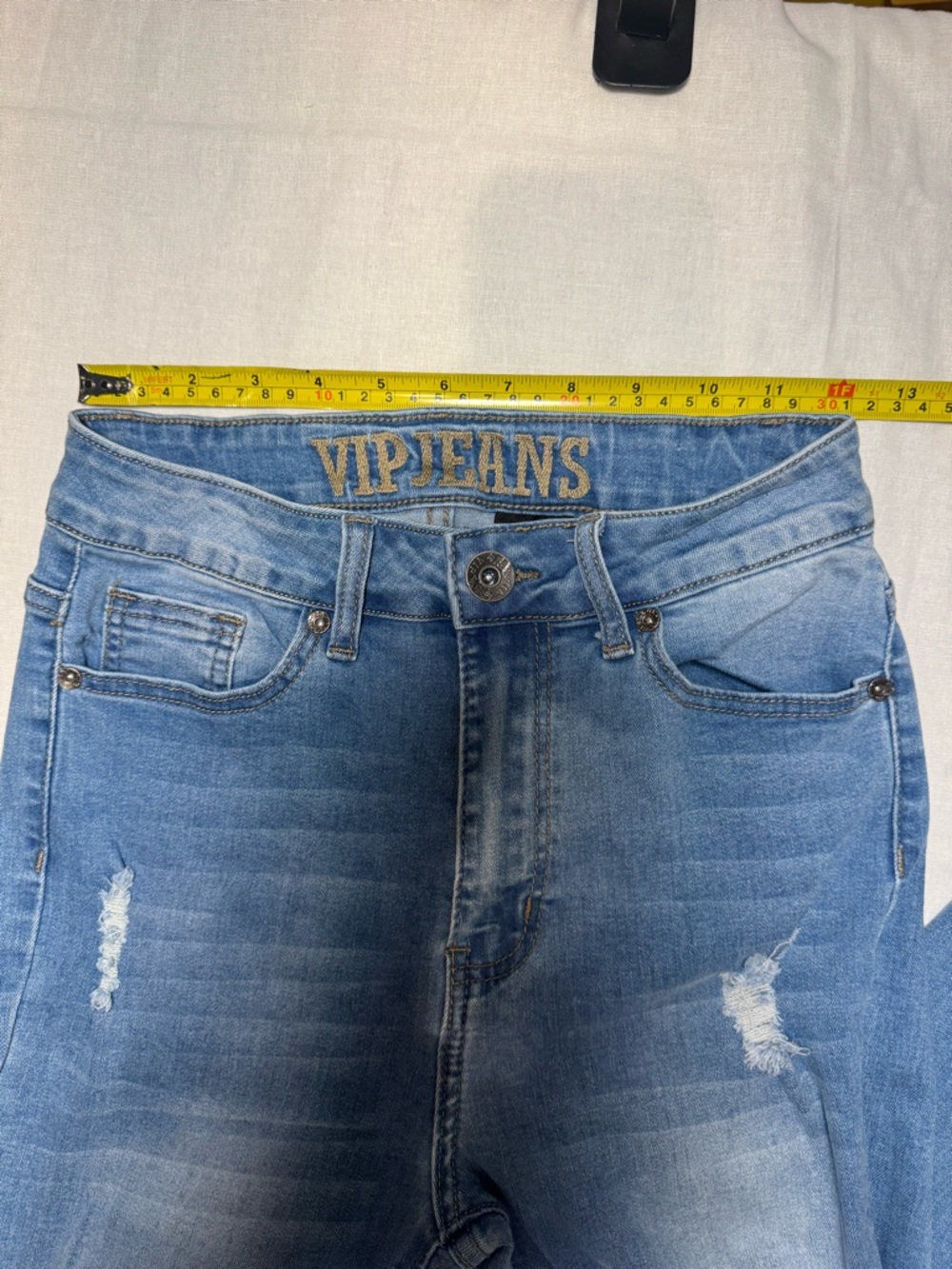 VIP Women's Light Blue Distressed High-Rise Jeans